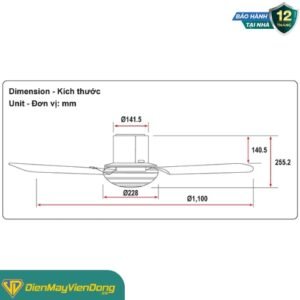 Quạt Trần 3 Cánh Kdk M11su Màu Bạc