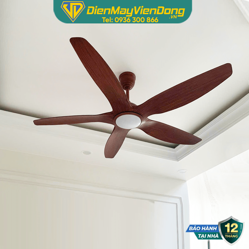 Quạt trần 5 cánh DCT Fan 411 nâu gỗ - Ảnh 2