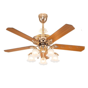 Quạt trần đèn trang trí DCT Fan 103 vàng cánh gỗ