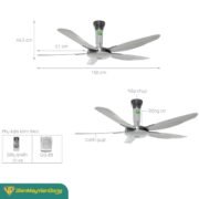 Quạt Trần 5 Cánh Kdk Z60ws Màu Xám Bạc