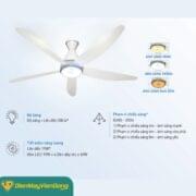 Quạt Trần Panasonic 5 Cánh F 60gfn Đèn Led