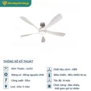 Quạt Trần đèn 5 Cánh Daikisu Dc65087 Trắng